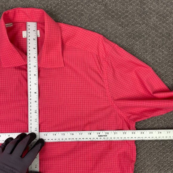 Eton Button Down Shirt Men's 44 17.5 Pink Gingham Check York Cotton - Picture 7 of 12